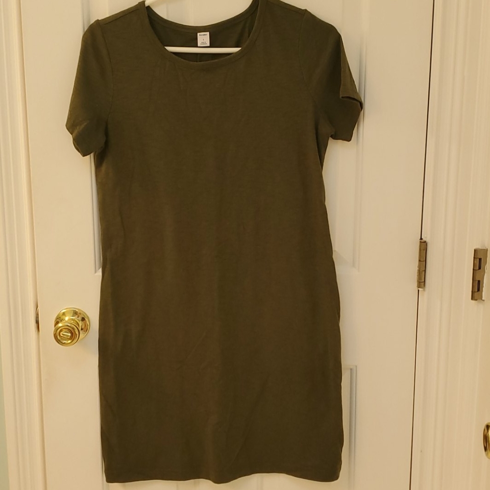 Olive green shift dress